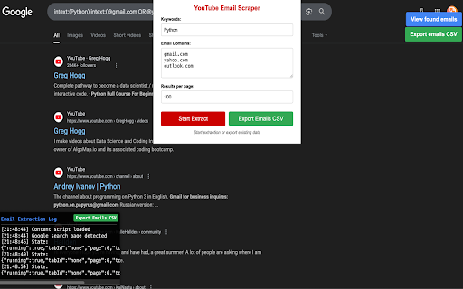 YouTube Email Scraper :: Scrape emails from YouTube profiles based on keywords