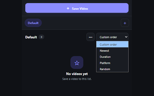 Simple Video Saver :: Save video links and metadata across platforms in multiple local bookmark lists.