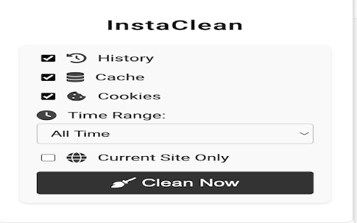 InstaClean :: Quickly clean your browsing data with style.