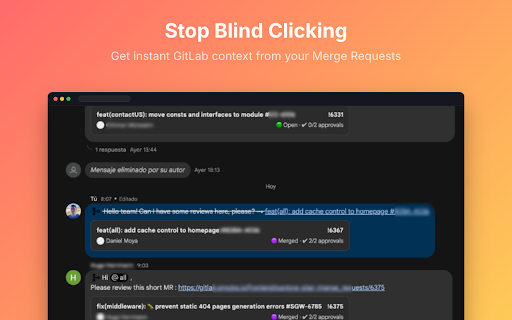 GitLab MR Previewer :: A lightweight Chrome Extension that transforms plain GitLab Merge Request links into rich, informative preview cards in Google Chat…