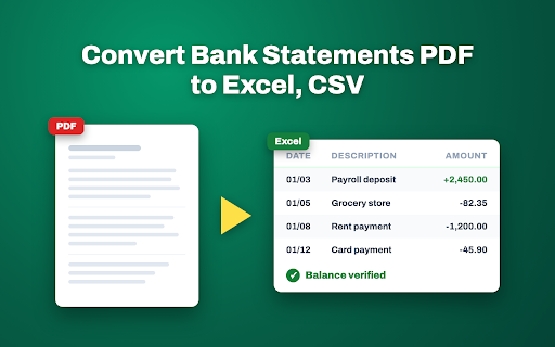 Bank Statement Converter :: Use Bank Statement Converter to convert PDF bank statements to Excel or CSV with verified totals, ready for QuickBooks import.