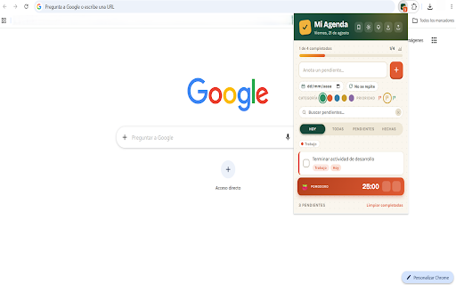 Mi Agenda — Pendientes y Pomodoro :: Agenda de pendientes con categorías, prioridades, subtareas, pomodoro, racha, notificaciones y modo oscuro. Todo en tu navegador.