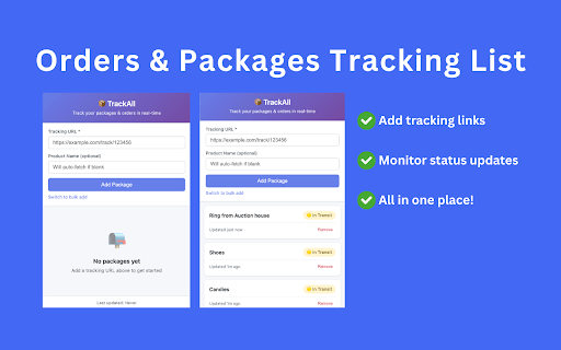TrackAll: Packages & Orders Tracking List :: Track your package deliveries with automatic status updates