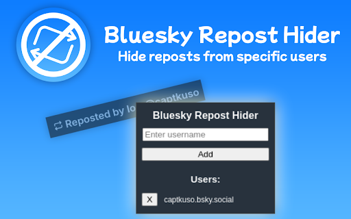 Bluesky Repost Hider :: Hide reposts from specific Bluesky users.