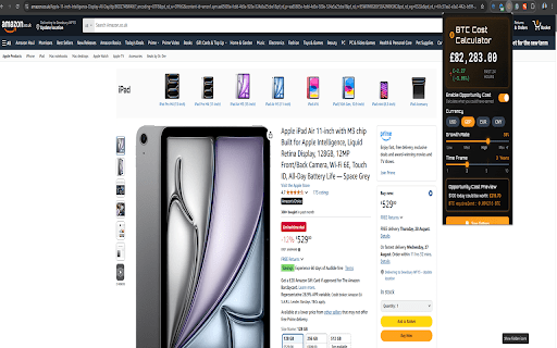Bitcoin Opportunity Cost Calculator :: Instantly calculate the future value of any online purchase in BTC and visualize your true opportunity cost.