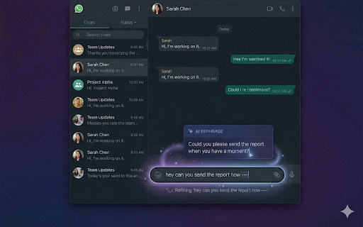 WhatsApp Rephraser :: Rephrase your WhatsApp messages before sending.