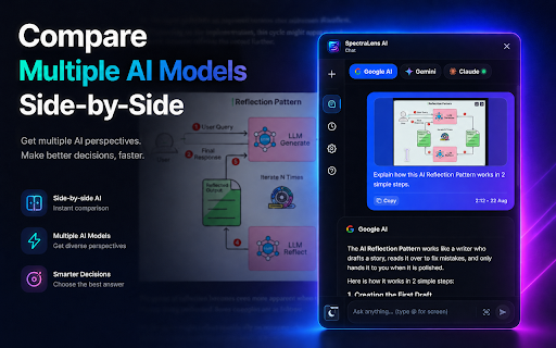 SpectraLens AI :: Compare multiple AI models side-by-side on any webpage with visual element cropping, offline OCR text scanning & tab tools.