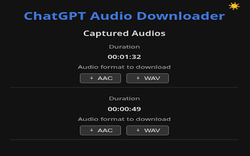 ChatGPT Audio Downloader :: Capture and download ChatGPT speech (AAC or WAV).