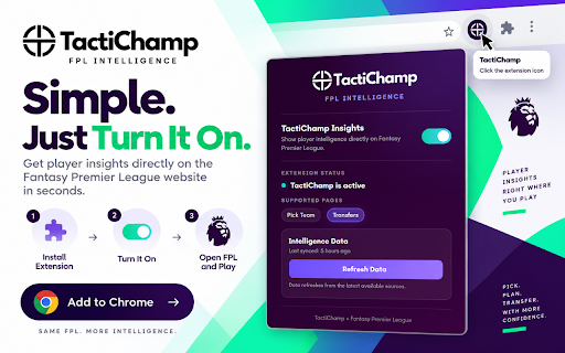 TactiChamp FPL :: TactiChamp adds intelligent player ratings, return rates, performance trends, and fixture insights to Fantasy Premier League.
