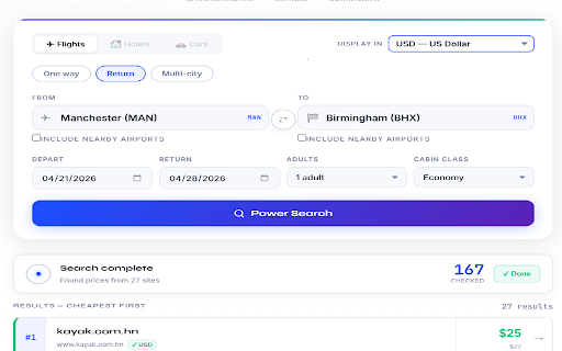 FLYA1 – Flight Price Comparison Assistant :: Helps you compare flight prices by opening supported flight search websites in your browser and showing the lowest available fares.