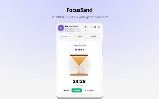 FocusSand :: Gérez vos tâches du jour avec un timer visuel élégant et restez focus.