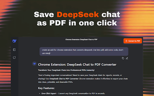 DeepSeek To PDF :: Export your chats instantly using DeepSeek to PDF: intelligent transformation ensures flawless results.