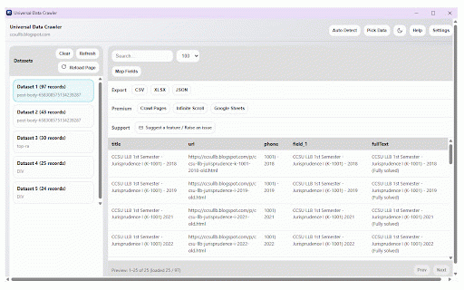 Universal Data Crawler - Web Scraper :: Web scraper for tables, listings and directories. Export to CSV, Excel and JSON with visual selection.