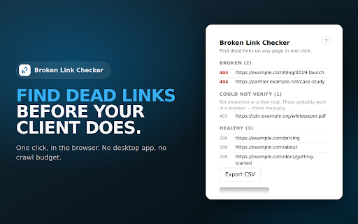 Broken Link Checker — Dead Link & 404 Finder :: 🔗 Broken link checker: find dead links & 404s on any page in one click. 7-day free trial.