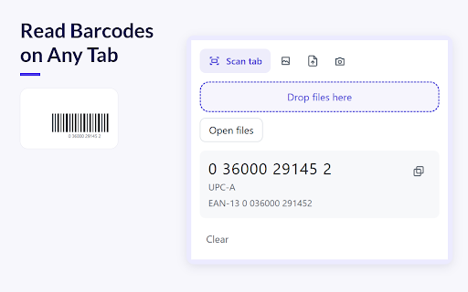 Barcode Reader :: Copy the number, not the picture: this barcode reader and barcode scanner can scan barcode images on a page, in a file or by camera.