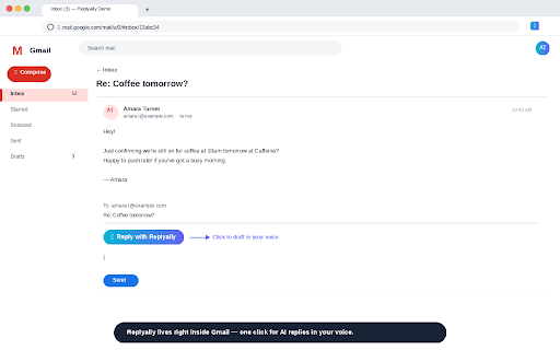 Replyally — AI Reply Assistant :: Draft smart, context-aware replies in your voice — directly inside Gmail, LinkedIn, X, WhatsApp Web, and Slack.