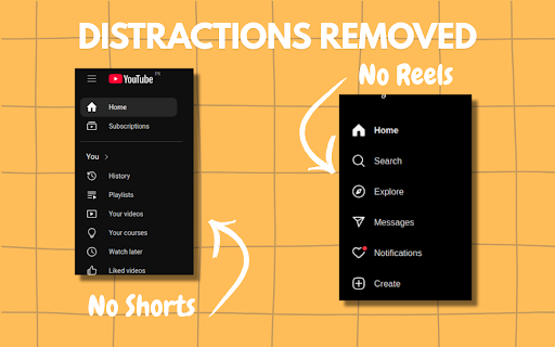 Hide Shorts and Reels :: Removes distracting YouTube shorts and Instagram reels