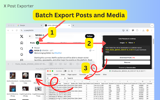 X Post Exporter - Download Twitter Posts :: Bulk export X (Twitter) posts in CSV, JSON, or XLSX formats. Streamline your X data archiving and analysis.