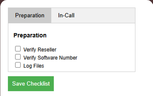 Call Checklist :: Checklist for pre-call and in-call tasks.