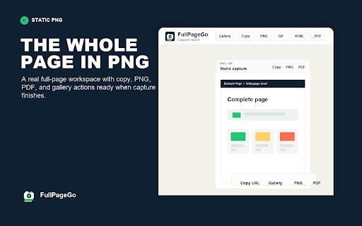 FullPageGo - Full Page Capture :: Capture, stitch, preview, and export a complete page screenshot from the current tab.