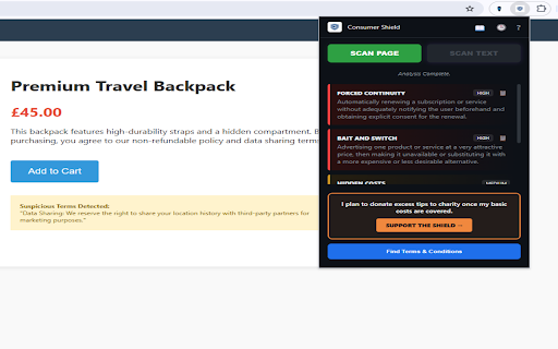 Consumer Shield :: Protects you from dark patterns and legal jargon.