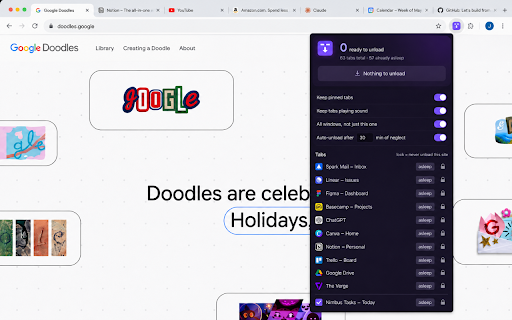 Tab Unloader :: Free up memory with one click. Tabs stay right where they are and reload when you click them.