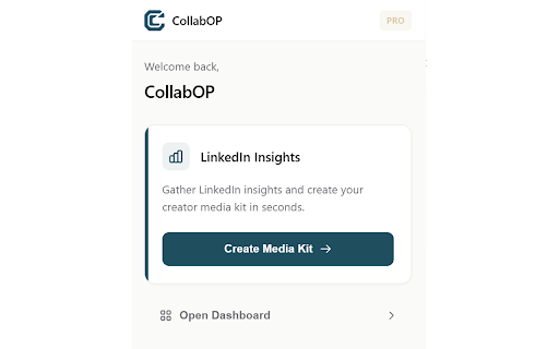 CollabOP :: Generate professional media kit using LinkedIn analytics for creators, enabling brand collaborations and paid promotions.