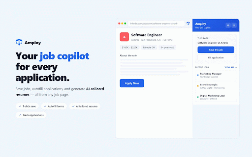 Amploy :: Save jobs, autofill applications, and generate tailored resumes with AI