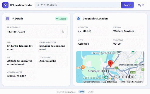 IP Location Finder :: Instantly find the geographic location, ISP, and network details of any IP address.