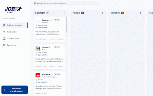 Job Dash - Job Tracker :: Sauvegardez les offres d'emploi LinkedIn en un clic.