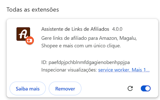 Assistente de Links de Afiliados :: Gere links de afiliado para Amazon, Magalu, Shopee e mais com um único clique.