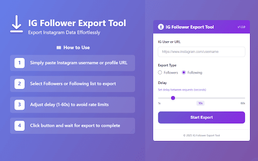 IG Follower Export Tool :: A chrome extension for batch downloading the followers/following of public Instagram accounts.