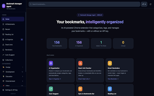 Bookmark Manager Agent :: AI-powered bookmark manager agent with visual board, smart search, and automatic organization