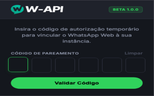 W-API AutoConnect :: Conecte seu WhatsApp ao nosso sistema de forma rápida e segura, usando um código simples direto no seu navegador.