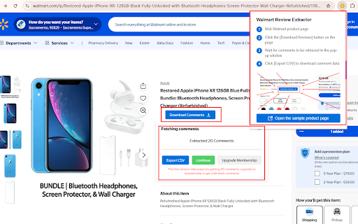 Walmart Review Extractor :: Extract Walmart product review data with one click