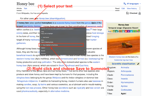 honeybee :: Highlight text on any website and save it to your SumNotes account.