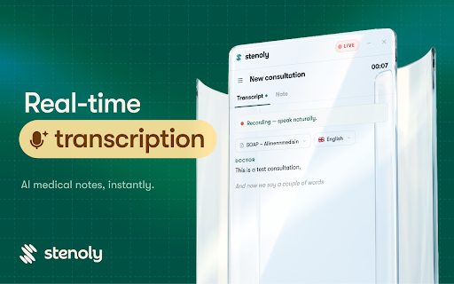 Stenoly :: Your digital assistant for medical documentation. Streamline your workflow with AI-generated notes.