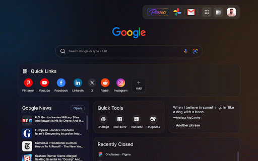 Paneo :: Replace the new tab page with a personalized dashboard