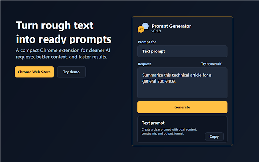 Prompt Generator :: Turn rough text into ready-to-use AI prompts.