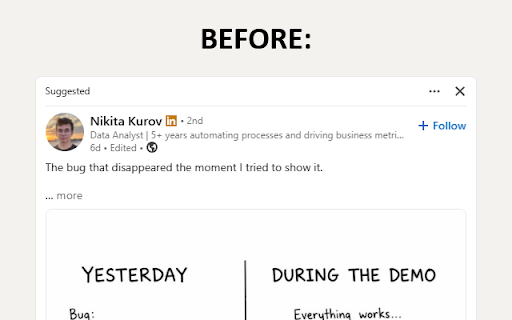 LinkedIn Newsfeed Filter :: Customize your LinkedIn newsfeed. Hide ads and highlight relevant posts
