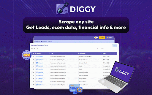 Diggy Miner AI Scraper :: Powerful AI powered web scraping tool that extracts data from any website.