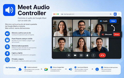 Meet Audio Controller :: Meet Audio Controller
Es una extensión para Google Chrome que permite silenciar o reactivar el audio de una o varias pestañas de…