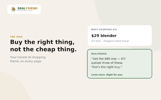 DealFriend — is this right for me? :: An honest read on whether this is the right buy for you — reads only the product, only when you tap.