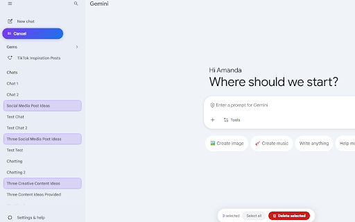 Gemini Bulk Delete :: Select and bulk delete Gemini conversations from the sidebar.