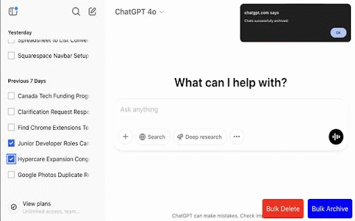 ChatGPT Multi-Select Archive & Delete Manager :: Multi-select to archive or delete ChatGPT conversations.