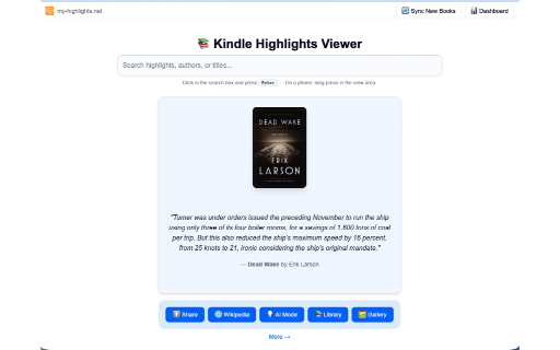 Kindle Highlights Exporter :: Export your Kindle highlights and watch them come alive in Kindle Highlights Viewer — free.