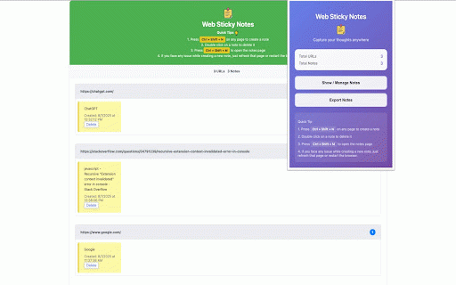 Sticky Notes - Capture thoughts anywhere on any web page :: Add sticky notes to any webpage, saved per URL.