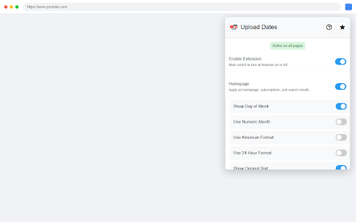 Upload Dates for YouTube™ Videos :: Replaces YouTube's relative upload time '34 minutes ago' with the exact date and time 'Sun, 06/03/2026, 8:39 am (34 minutes ago)'