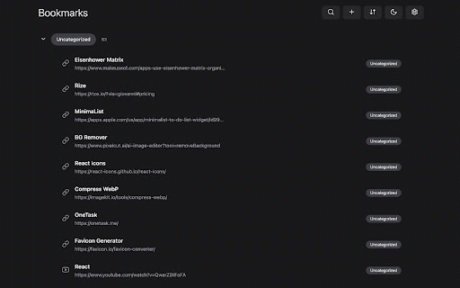 Bookmarks :: A minimalist, Notion-inspired bookmark manager for Chrome