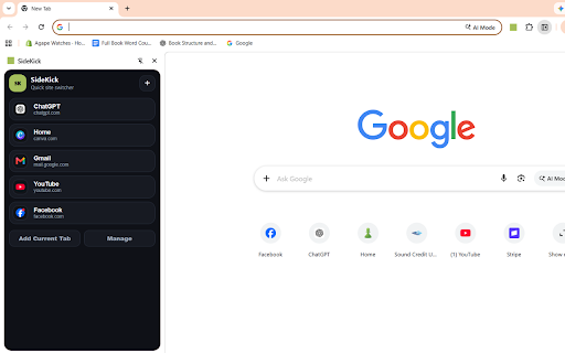SideKick :: A simple browser side panel for saving favorite sites and switching to them quickly.